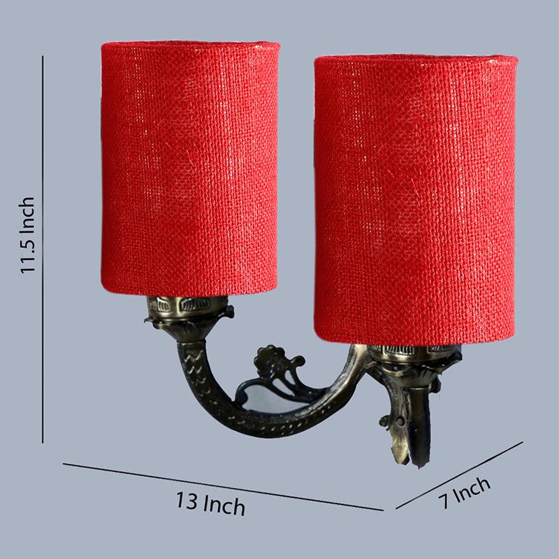 Vintage Cylindrical Duo Fabric & Metal Wall Lamp - Maroon media 4