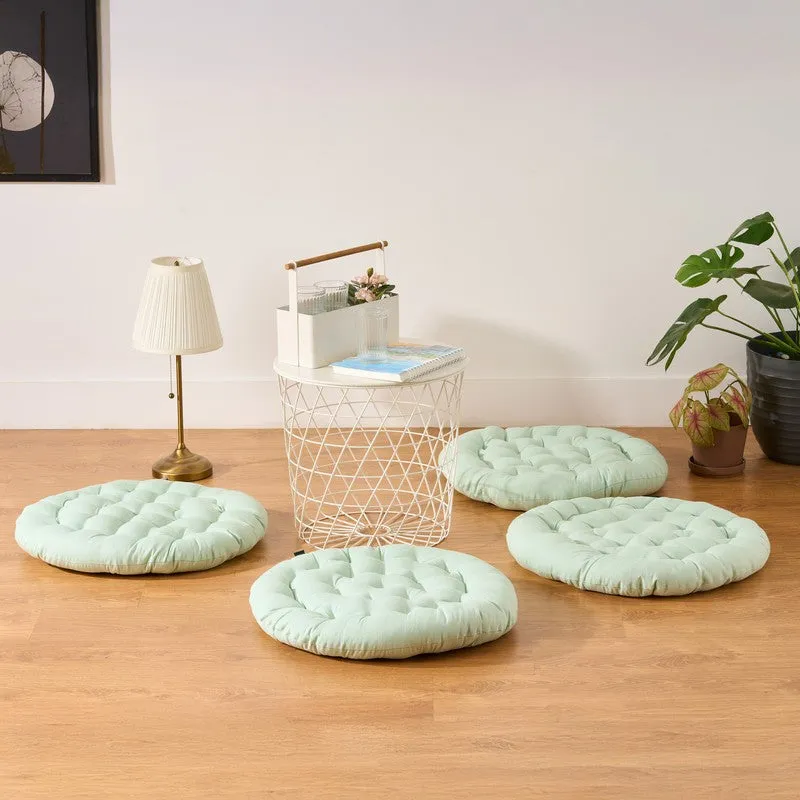 Fluffpod Solid Cotton Floor Cushion (Green) - Set Of Four media 1