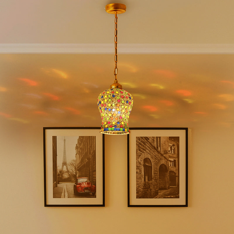 Mosaic Vibrance Metal & Glass Ceiling Lamp