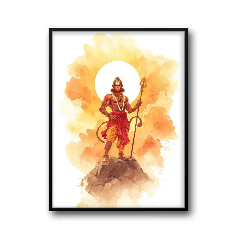 Sri Hanuman with Sun Aura II Archival Paper Wall Art media 7