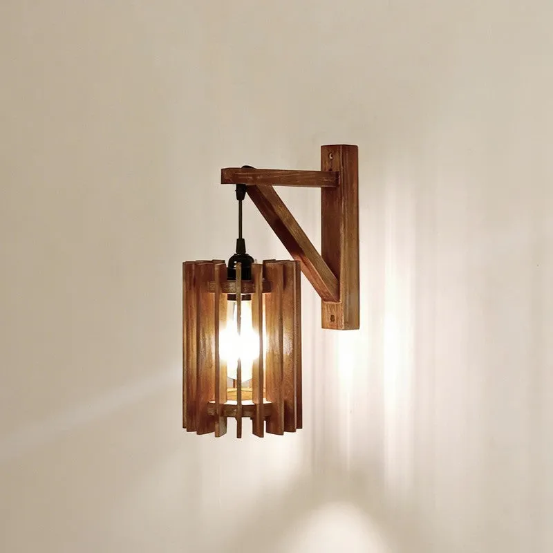 StripeCore Wooden Wall Lamp - Brown media 4