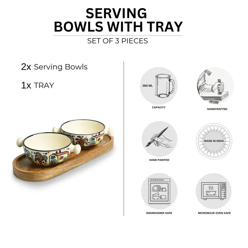 Coastal Cottage Handpainted Ceramic Bowl With Tray (260 ML) - Three Piece Set media 6
