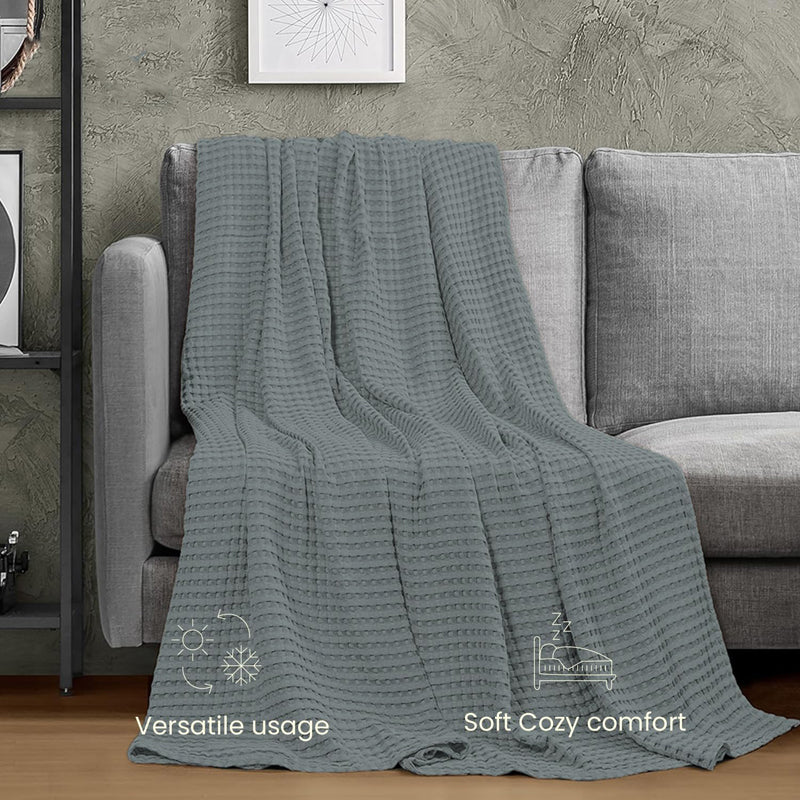 Urban Space Waffle Cotton Blanket (Grey) - 250 GSM media 6