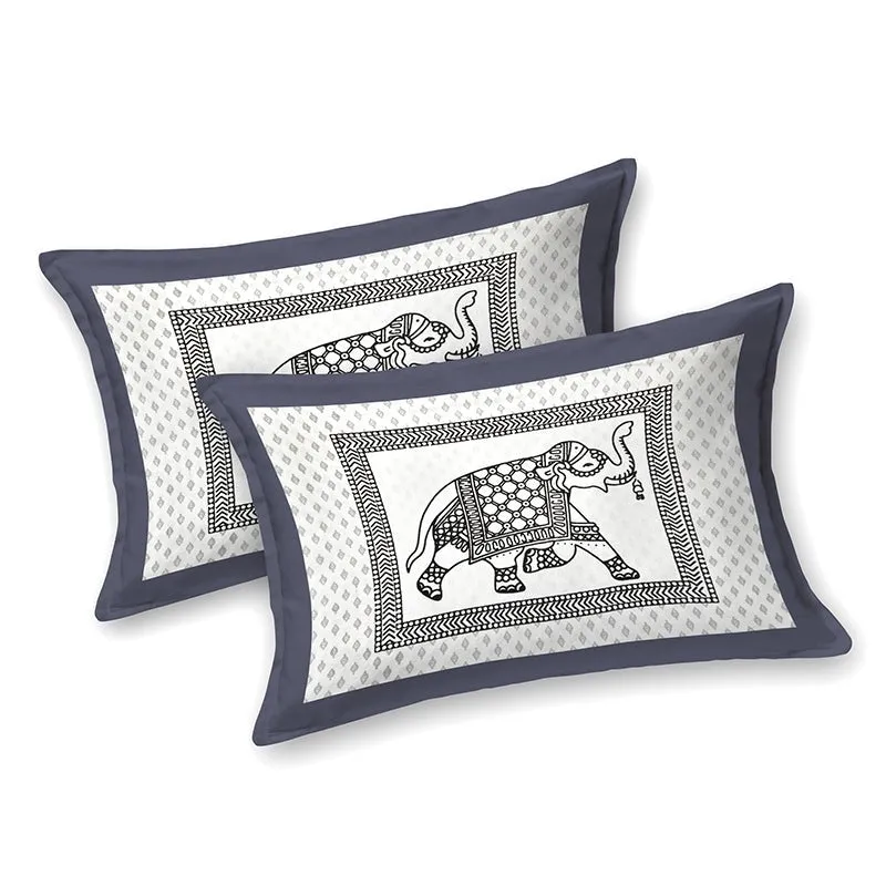 Gajraja Printed Cotton Bedsheet (Grey) - 180 TC media 5