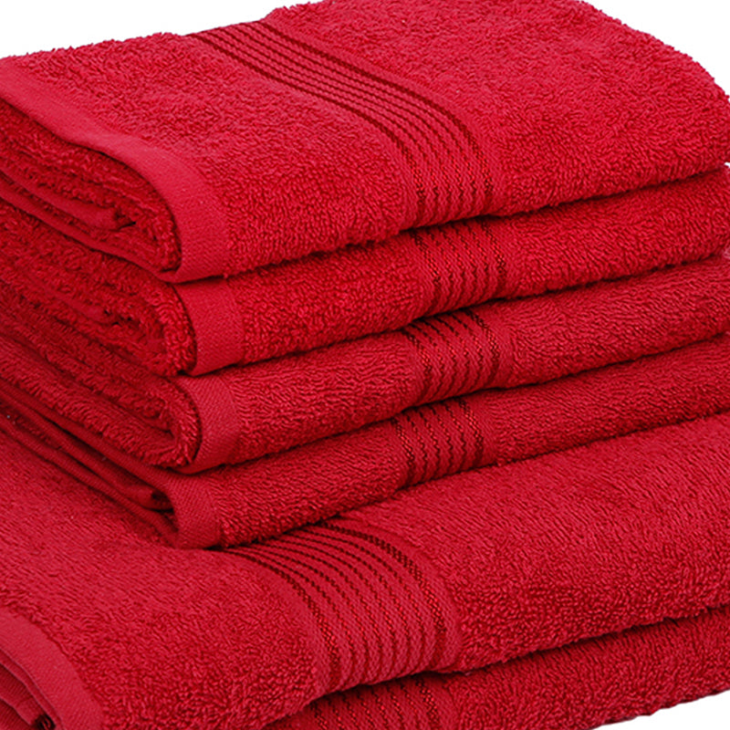Eva Quick Dry Towel Combo (Red) - Six Piece Set media 3