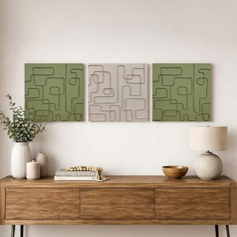 Artevo Handcrafted Plywood Wall Art - Set of Three media 3