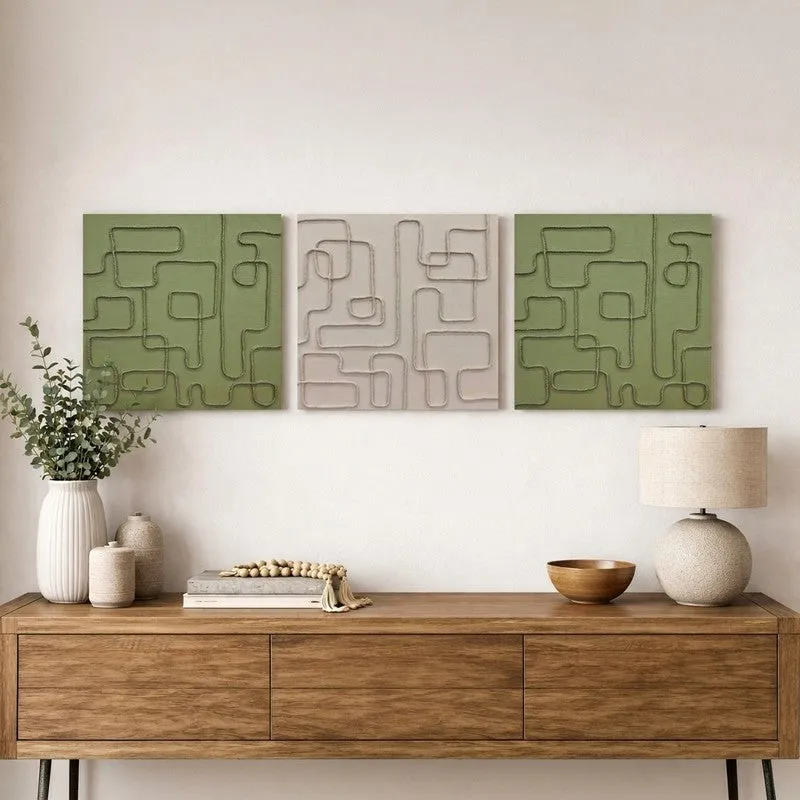 Artevo Handcrafted Plywood Wall Art - Set of Three media 3