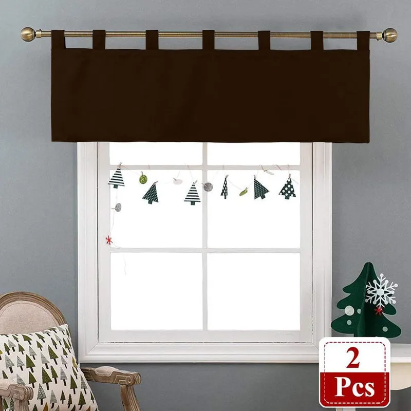 Tab Tale Flat Curtain Valance (Cocoa Brown) - Set Of Two - 4