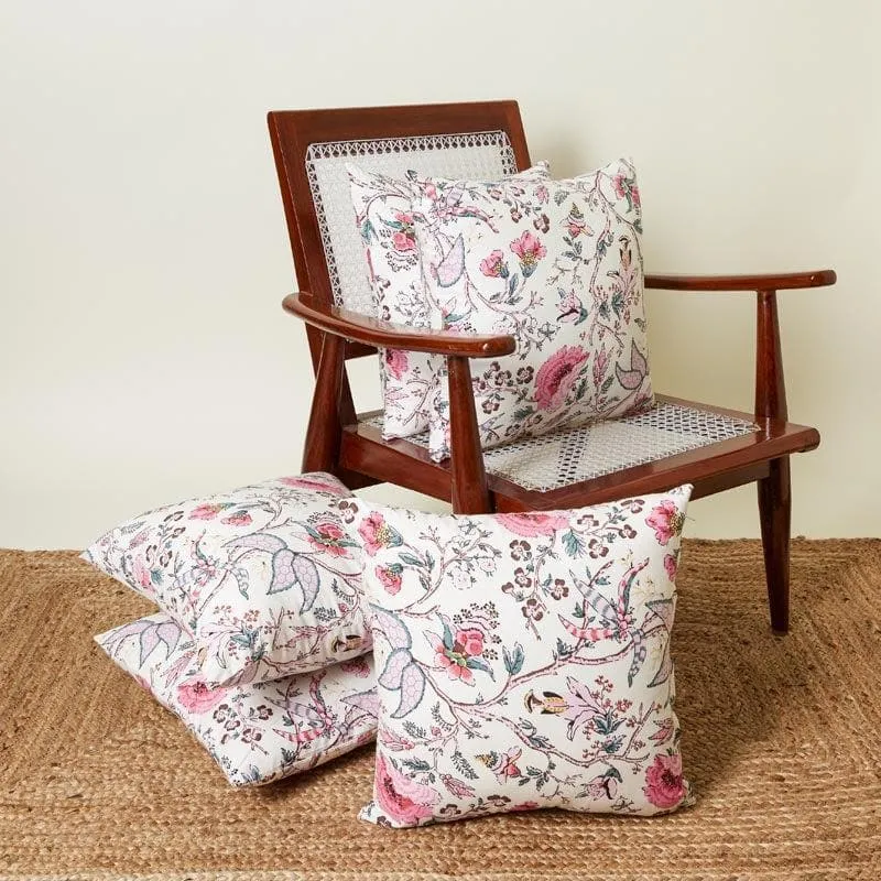 Lushlie Blooms Cushion Cover (Pink) - Set Of Five media 1
