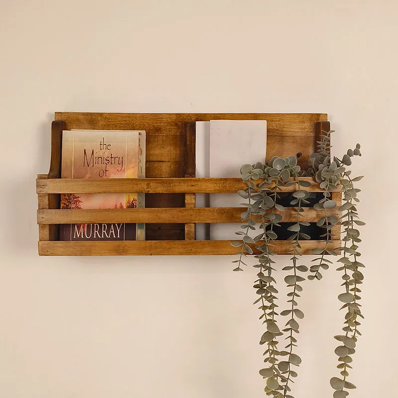 Modulo Wooden Wall Shelf Organiser with Key Holders media 3
