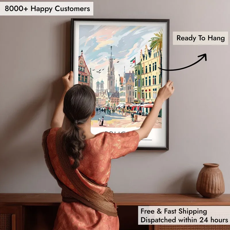Vintage Bruges Framed Canvas Wall Painting media 6
