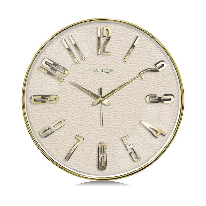 Elite Numeric Plastic Wall Clock - Off White & Gold media 3