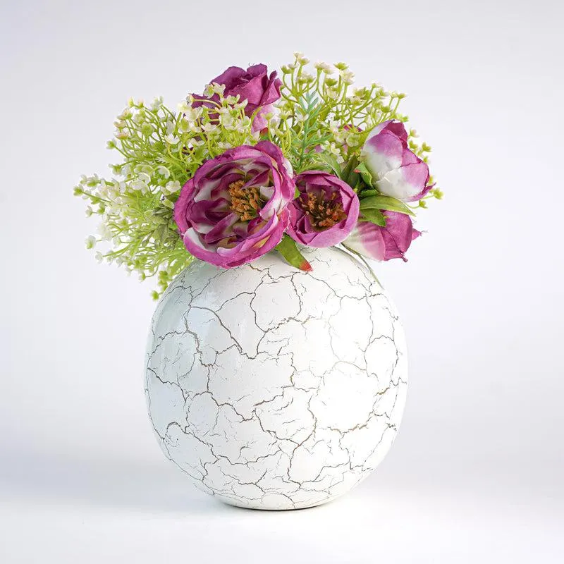 Manva Crackled Ball Vase (White) - Large media 4