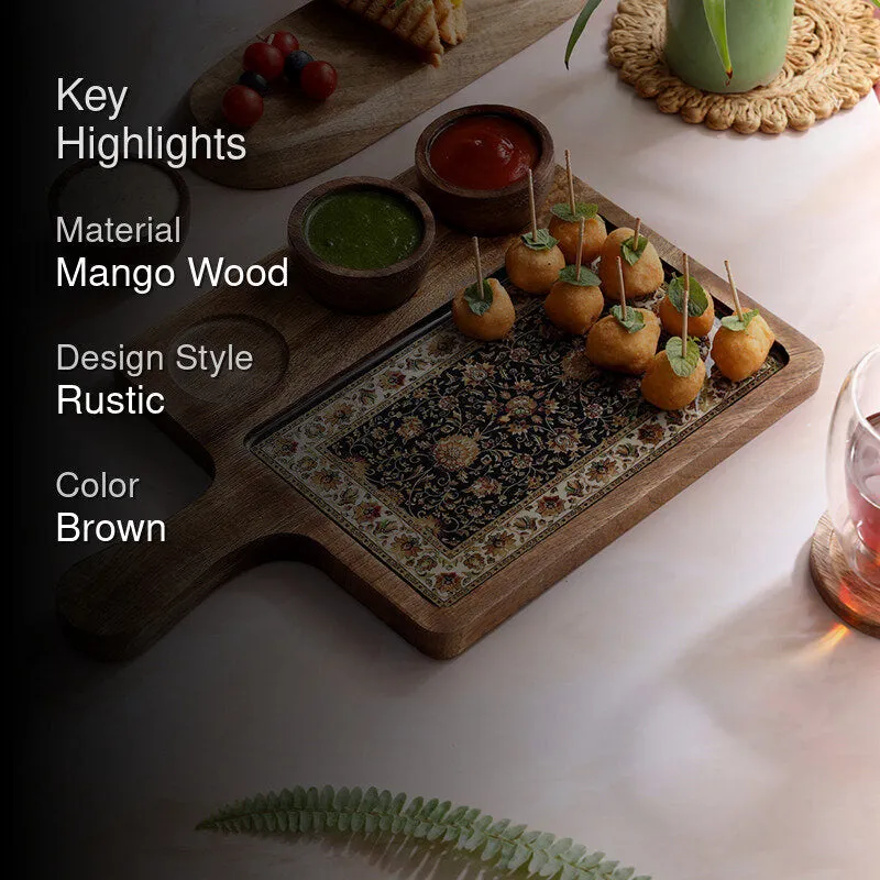 Mughal Glory Mango Wood Platter - Four Piece Set media 2