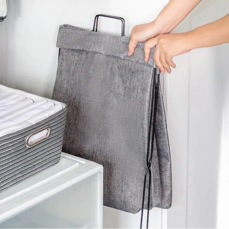 HomeWash (Metal,Fabric) Laundry Basket - Grey media 7