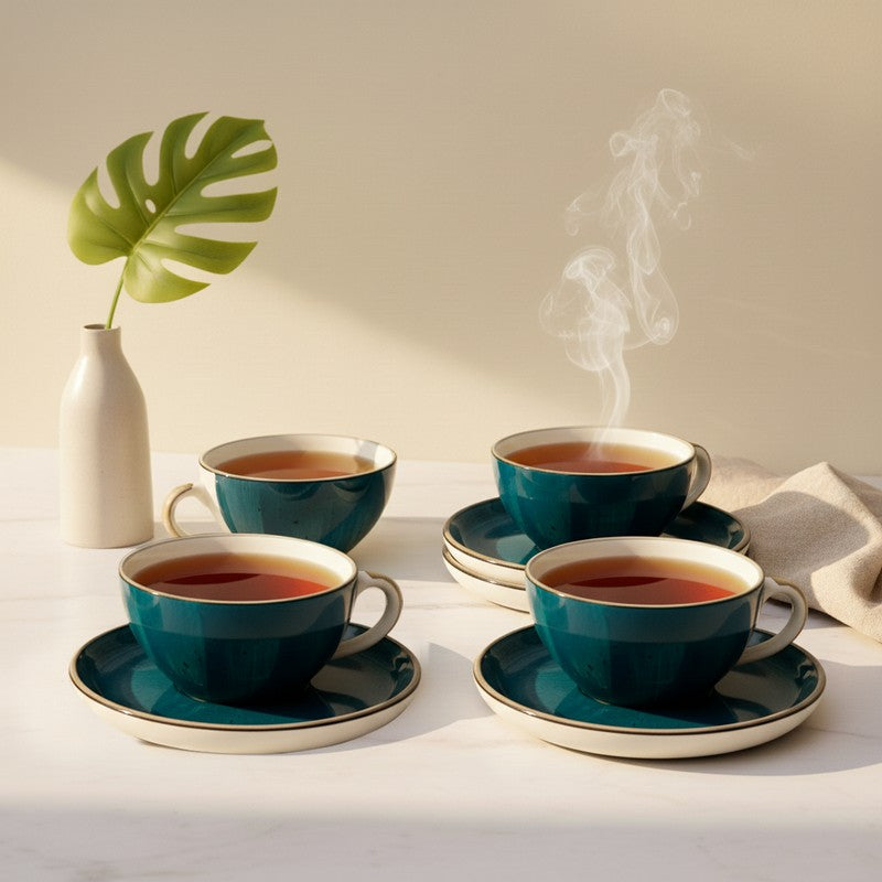 Aura Sip Cup & Saucer (240 mL Each) - Set of Four