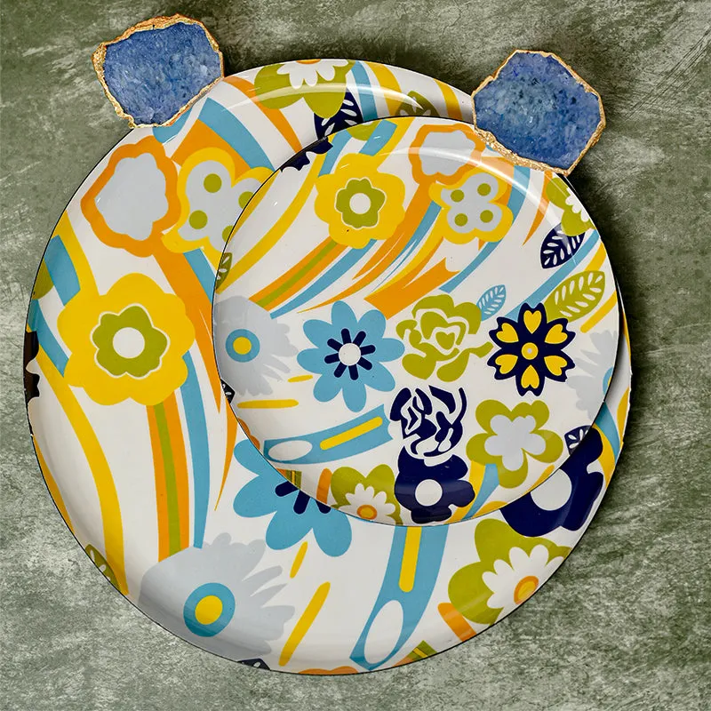 Ima Floral Metal Platter - Set of Two media 4