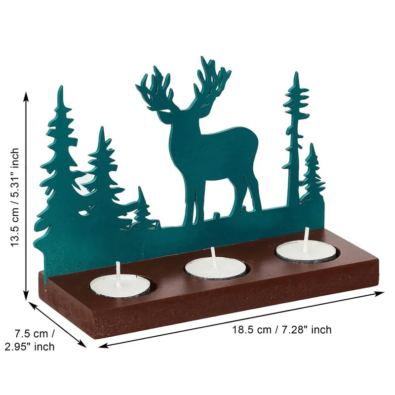 Dasher Wood Christmas Tea Light Holder - Green media 8