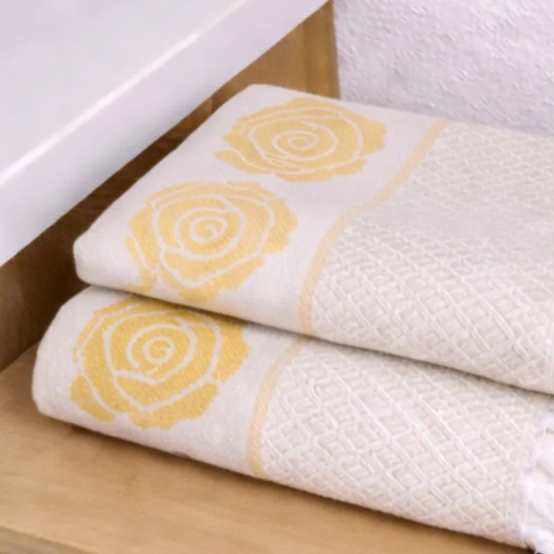 Rosette Cotton Hand Towel (Yellow) - Set Of Four media 6