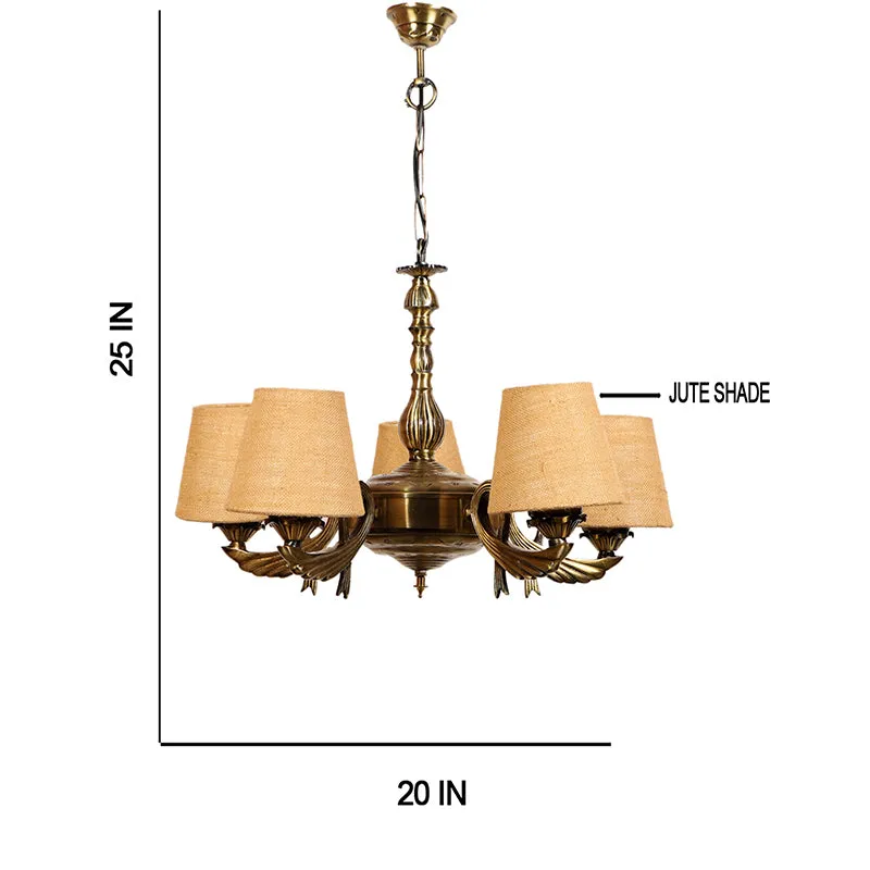 Vistara Conical Golden Antique Ceiling Lamp - Beige media 5