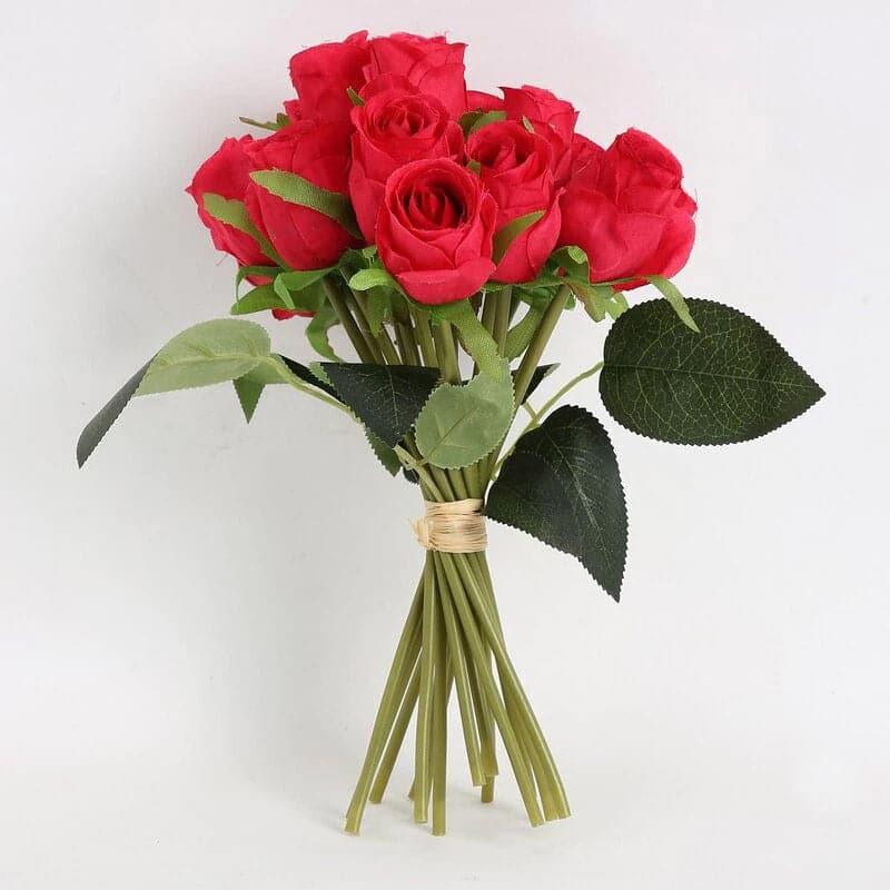 Faux Rose Flower Bunch - Red media 3