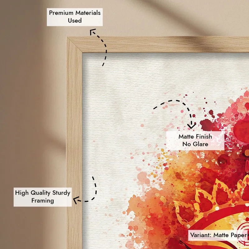 Powerful & Divine Maa Durga Archival Paper Wall Art - Natural Brown Frame media 6
