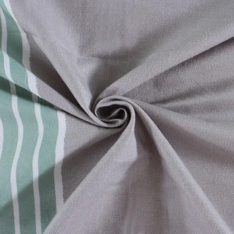 Siesta Stripes Microfiber Bedsheet (Sage Green) - 125 GSM media 6