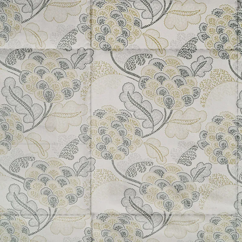 Detailed view of the floral pattern on the comforter fabric