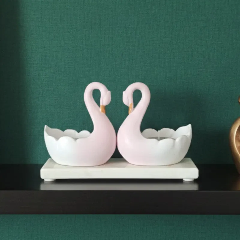 Swan Pair Resin Tea Light Candle Holder media 3