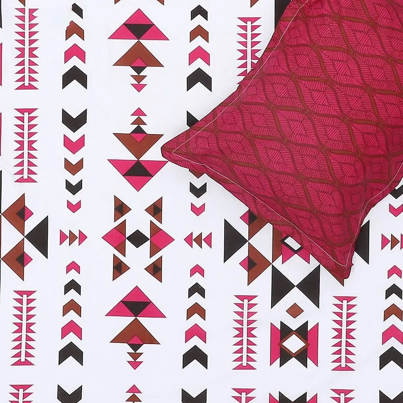 Monte Carlo Magique Angle Cotton Bedsheet (White,Red) - 104 TC media 6