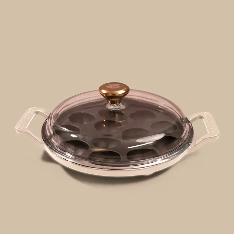 Cumin Co Enamel Cast Iron Paniyaram Pan - White media 3