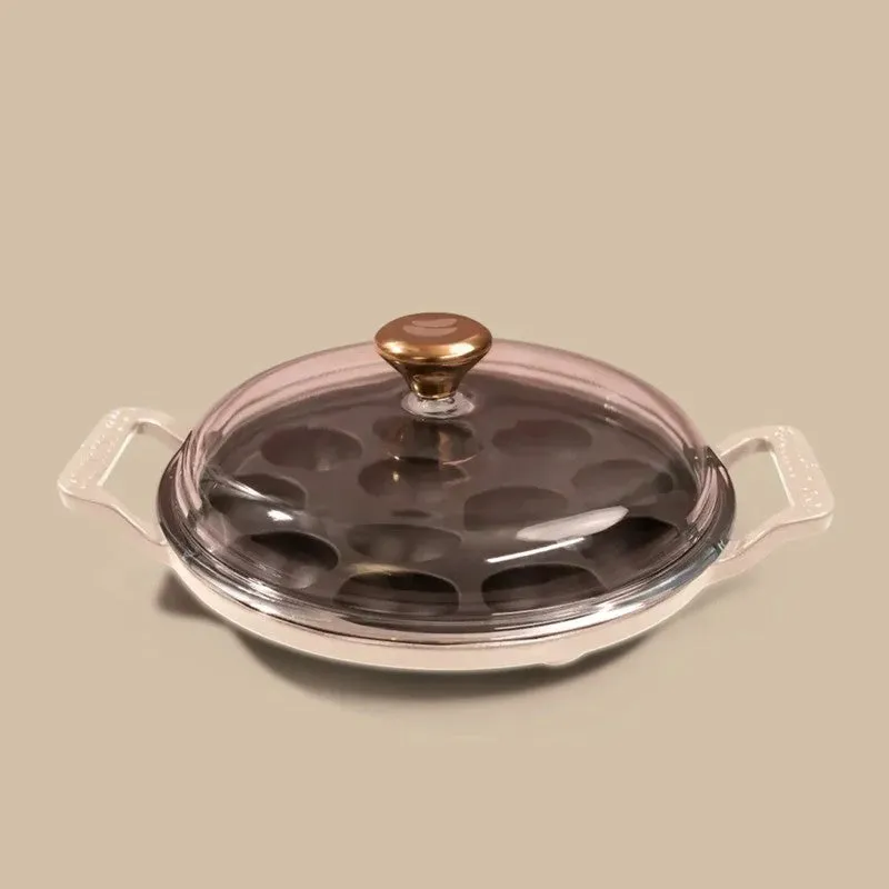 Cumin Co Enamel Cast Iron Paniyaram Pan - White - 3