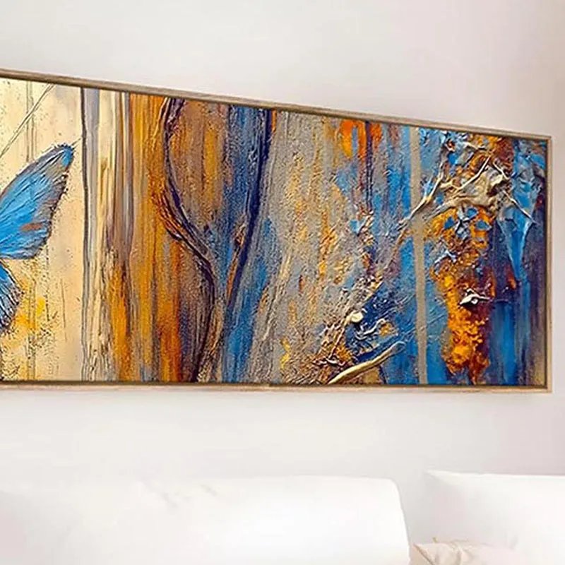 Blue Mariposa Modern Canvas Wall Art With Frame media 2