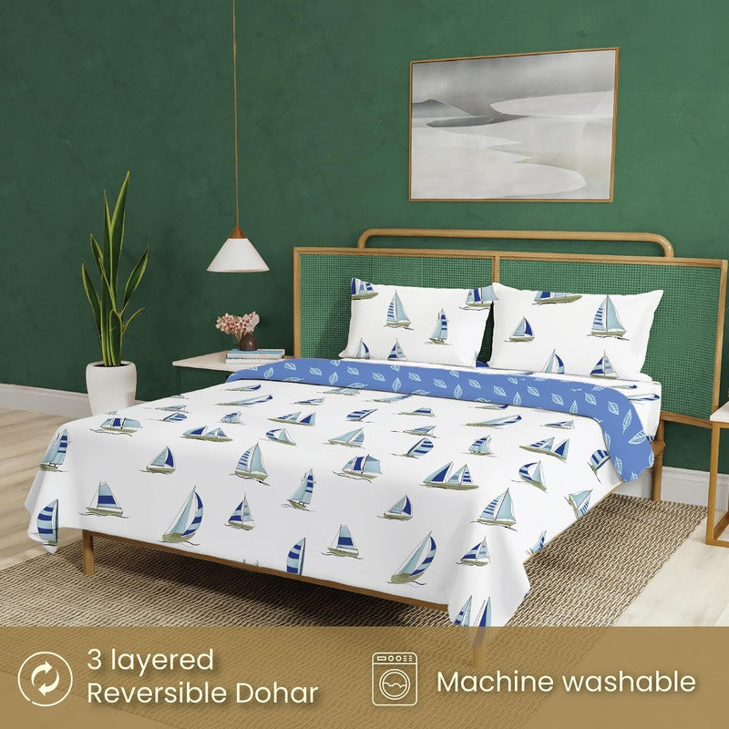 Urban Space Modern Blue Cotton Bedding Set (200 TC) - Four Piece Set media 4