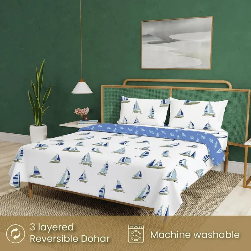 Urban Space Modern Blue Cotton Bedding Set (200 TC) - Four Piece Set media 4