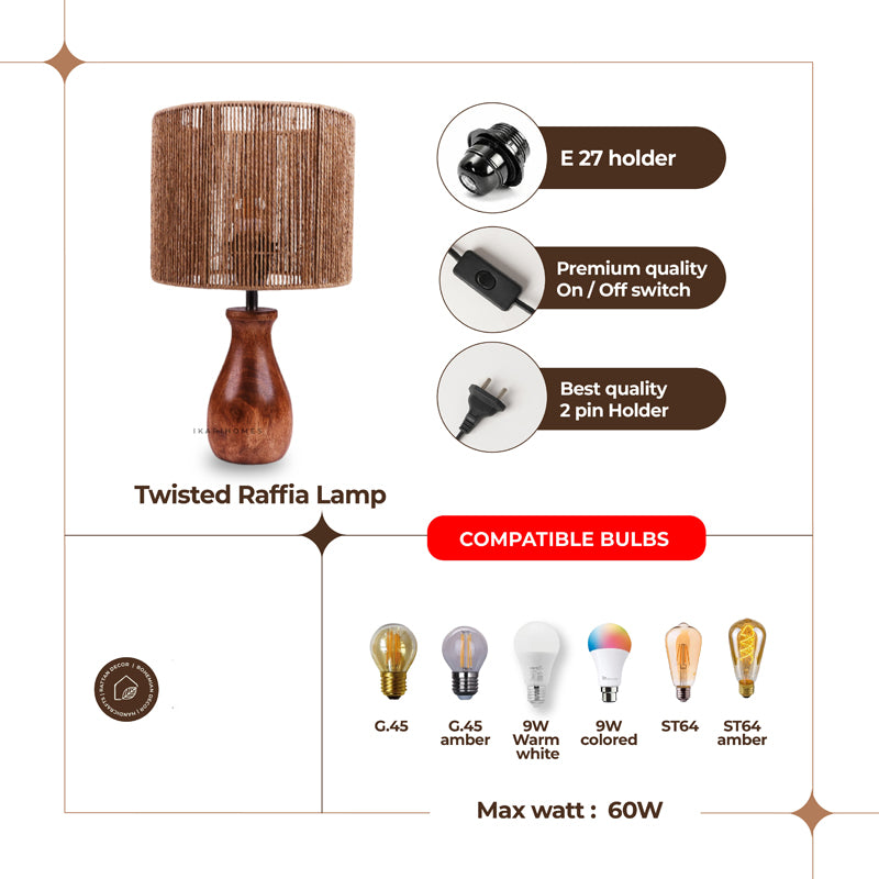WhirlLit Rattan Mango Wood Table Lamp - Beige,Brown media 5