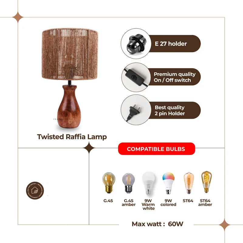 WhirlLit Rattan Mango Wood Table Lamp - Beige,Brown media 5