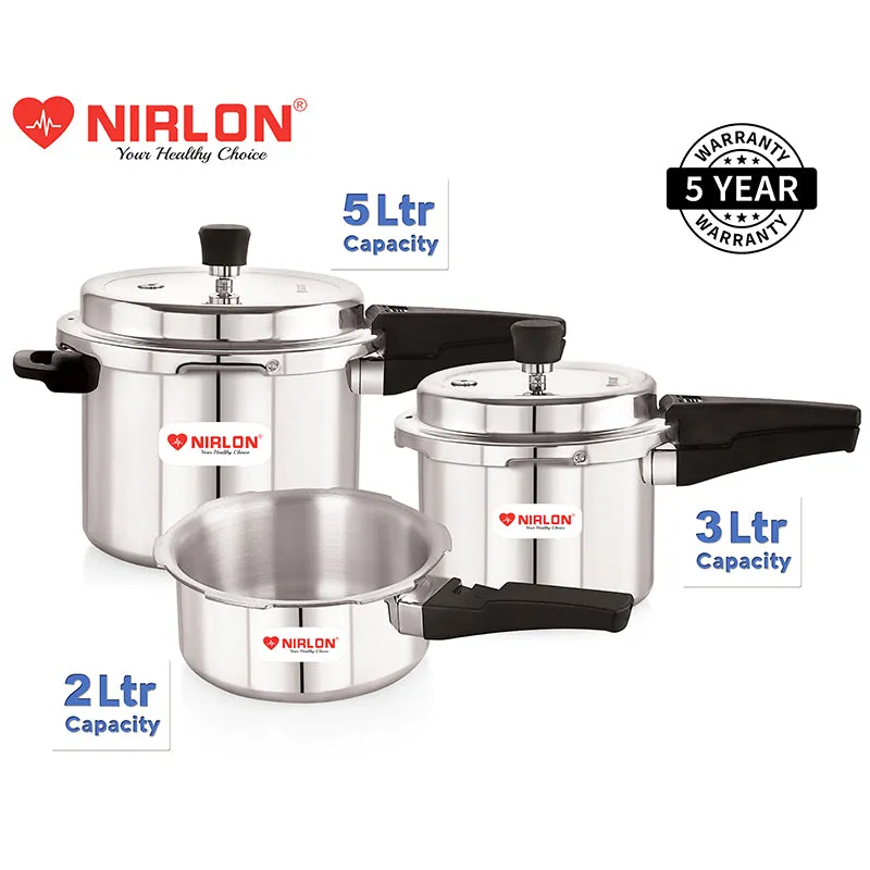 Nirlon Stainless Steel Pressure Cooker(5000 mL/3000 mL/2000 mL) - Set Of Three media 7