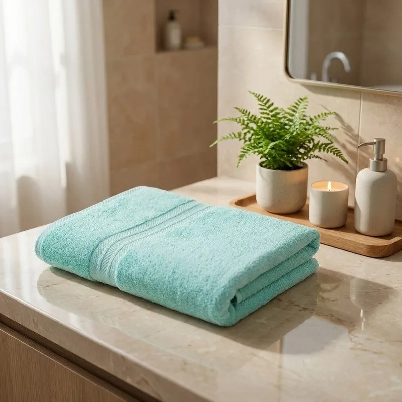 PlushAura Cotton Bath Towel (Aqua) media 1
