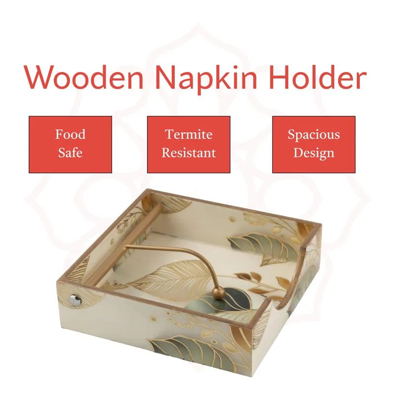 Golden Leaves Wodden Tissue Holder media 4