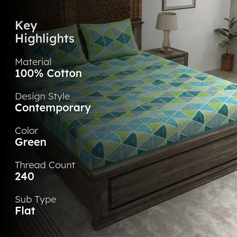 Softo Cotton Bedsheet (Green) - 240 TC media 2