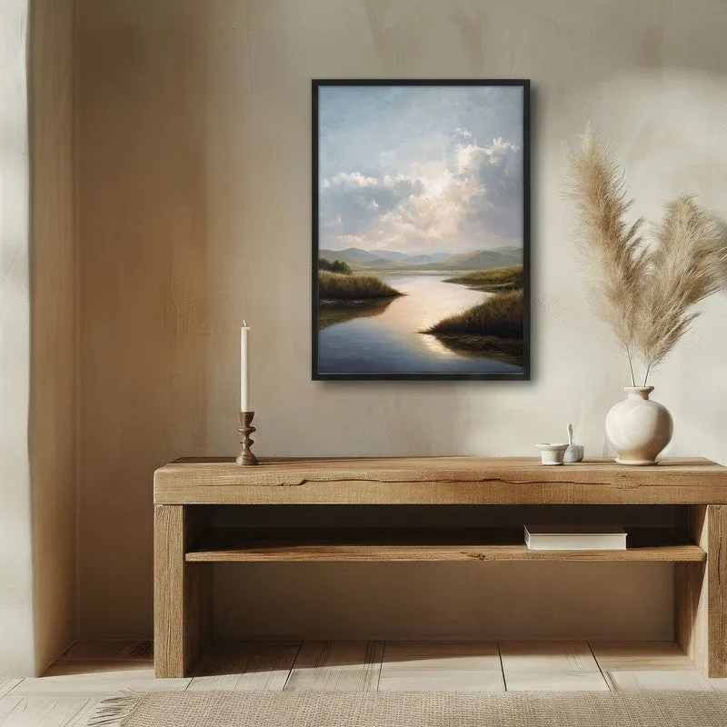 Pastel Horizons Archival Paper Wall Painting With Black Frame media 1