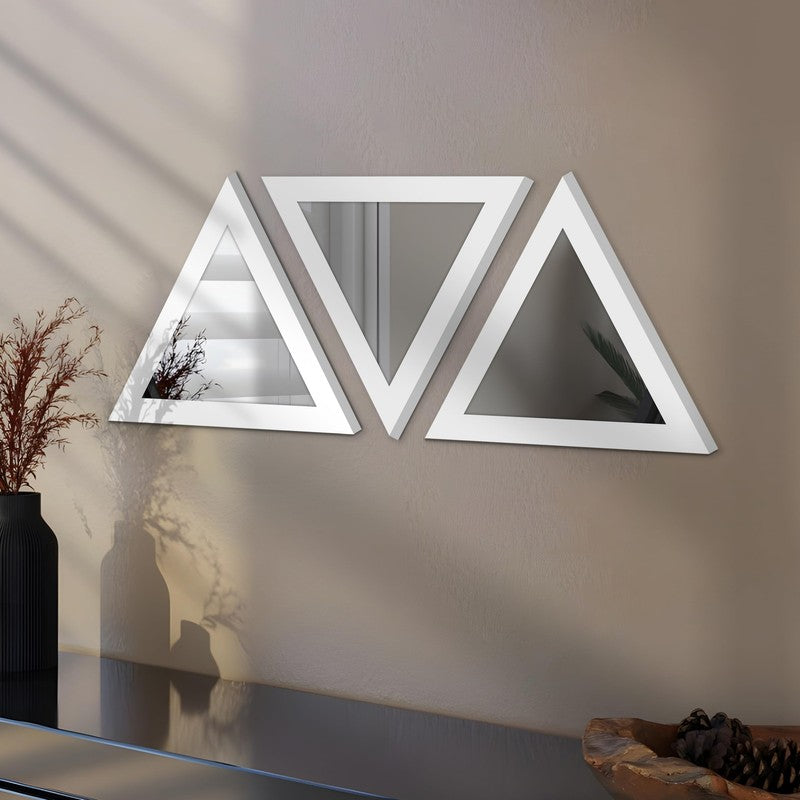 Apex Triangle Wall Mirrors (White) - Set Of Three media 3