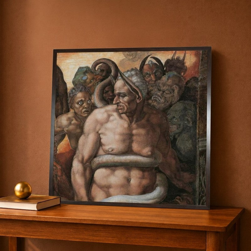 Sistine Chapel the Last Judgment Minos Judge of Hell Canvas Wall Painting - 12 x 12 Inches