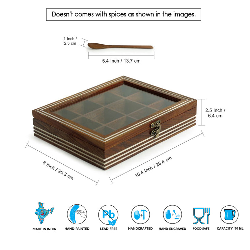 Spice Grid Food Safe Sheesham Wood Masala Box - 90 ML media 7