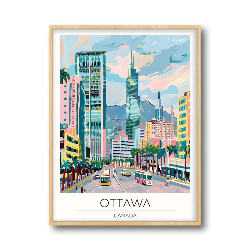Vintage Ottawa Framed Canvas Archival Canvas Wall Painting - Natural Brown Frame media 5