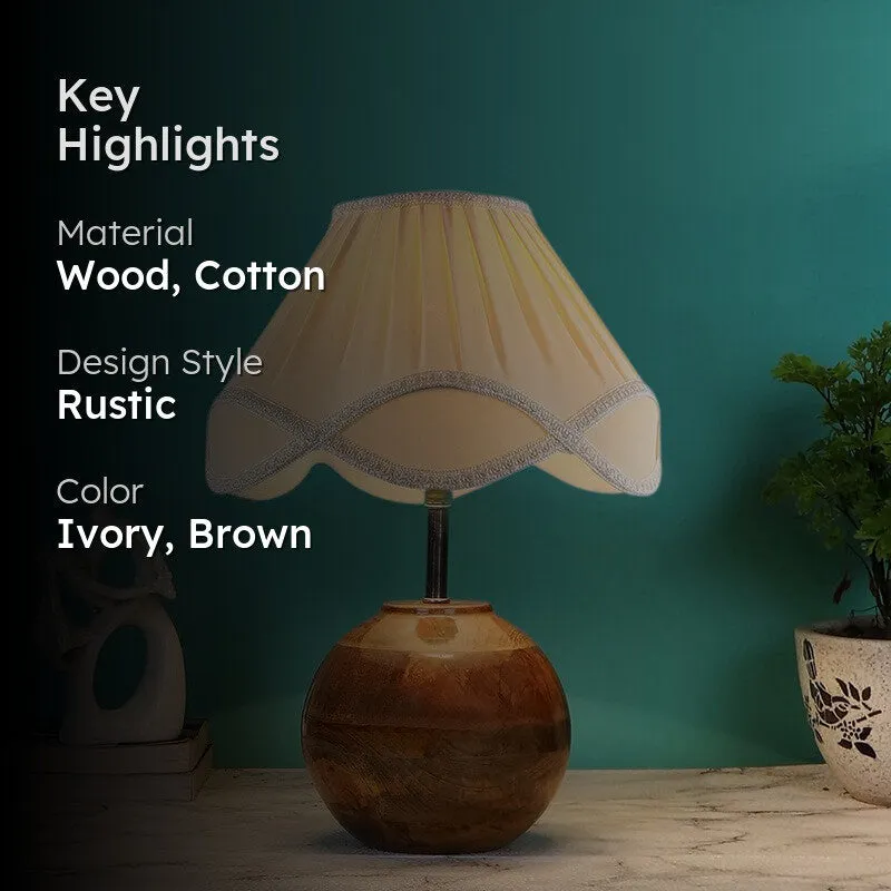 Flamoryn Cotton Table Lamp With Wooden Base - Ivory media 2