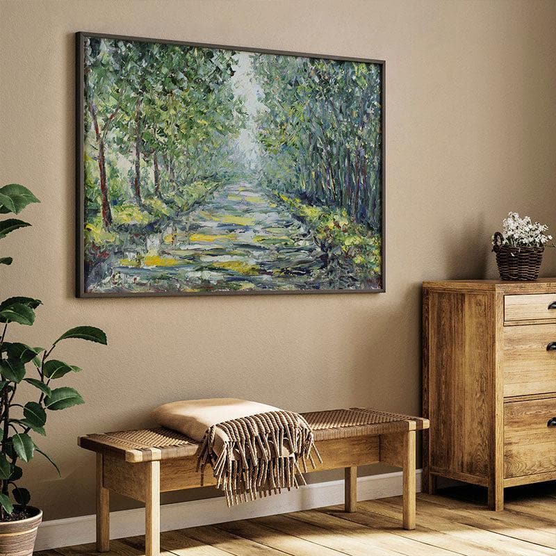 Summer Forest Wall Painting - Black Frame