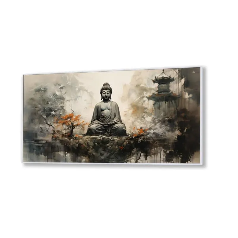 Zen Serenity Buddha Canvas Wall Painting With Frame media 4