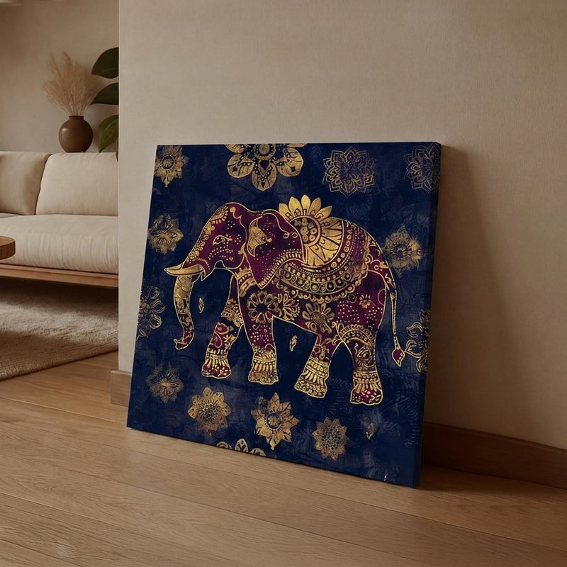 Royal Grace Elephant Wall Painting